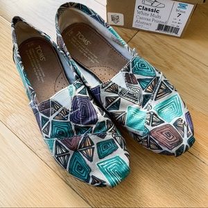 TOMS White Multi Canvas Printed Abstract